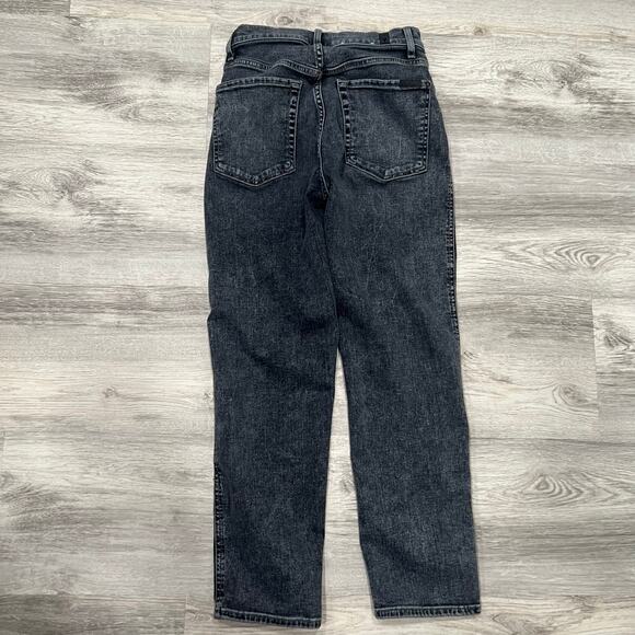 7 for All Mankind Distressed Black Wash Denim Jeans‎ Ripped Knee High Rise 26 - Picture 1 of 13